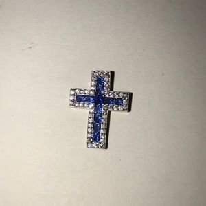 Sterling silver Sapphire cross pendant